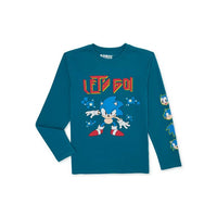 Sonic the Hedgehog Let's Go Boys Teal Long Sleeved Shirt