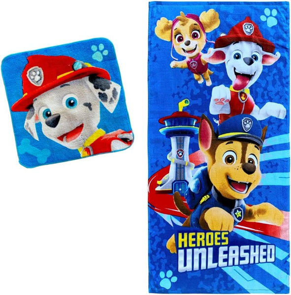 Paw Patrol Kids Bath Towel with Washcloth Set