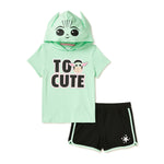 Star Wars Baby Yoda Too Cute Girls Hooded Top and Short Set