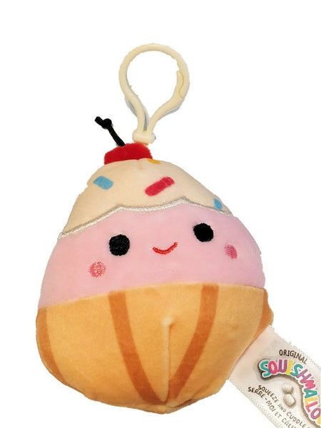 Squishmallows 3" Clip-On Clara the Cupcake