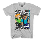 Minecraft Boys Create Explore Survive Gray Shirt