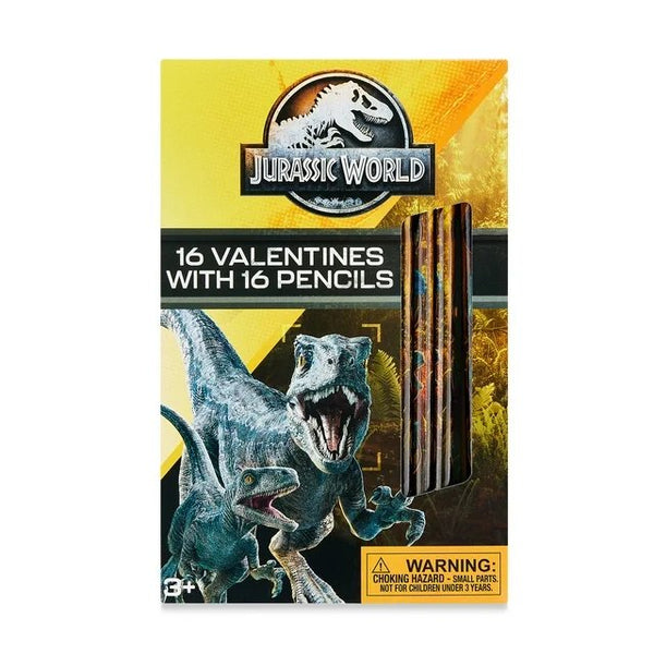 Jurassic World 16 Valentines with Pencils