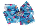 JoJo Siwa Large Cheer Hair Bow Blue Rainbows and Lollipops