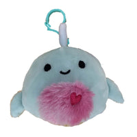 Squishmallows 3.5" Clip-On Niema the Narwhal with Heart