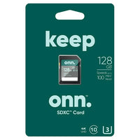 onn. 128GB Class 10 U3 SDXC Flash Memory Card