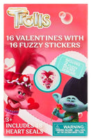 Dreamworks Trolls 16 Valentines Cards with Fuzzy Stickers