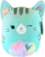 Squishmallows 11" Corinna the Teal Tabby Cat with Heart