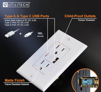 Utilitech 15-Amp 125-Volt  USB A/C Outlet 2 Pack