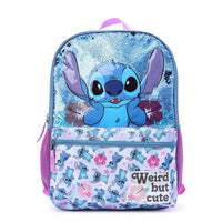 Disney Stitch Sequined Weird But Cute 17" Laptop Backpack