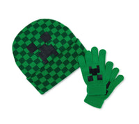 Minecraft Creeper Beanie Hat and Gloves