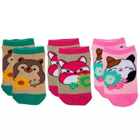 Squishmallows Girls 3 Pack No-Show Socks