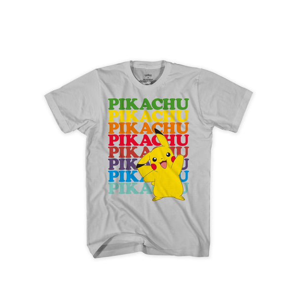 Pokemon Pikachu Rainbow Boys Gray Tee