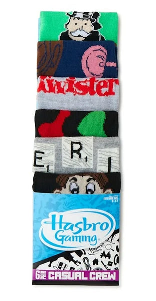 Hasbro Games Mens 6 Pack Crew Socks