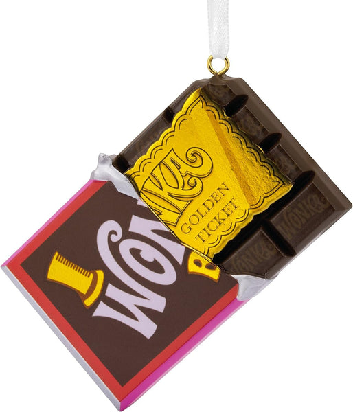 Hallmark Willy Wonka and the Chocolate Factory Wonka Bar with Golden Ticket Christmas Ornament