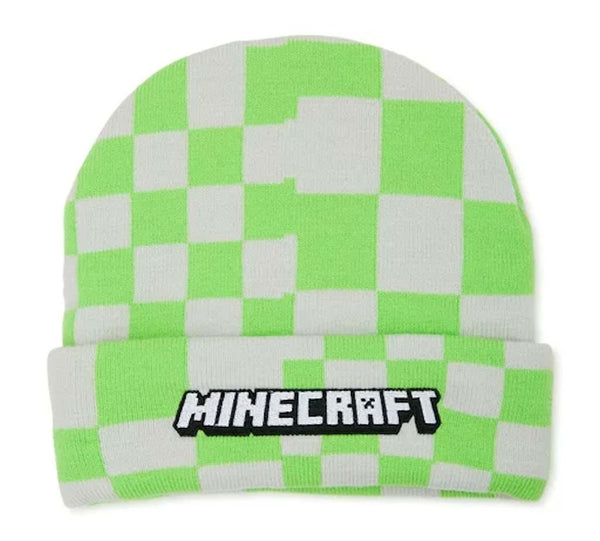 Minecraft Embroidered Green Check Beanie