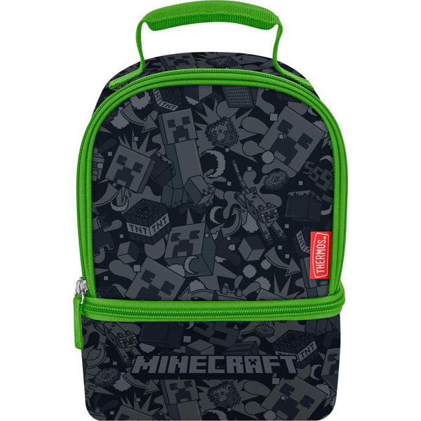 Minecraft Thermos Kids Dual Compartment Lunch Box Black