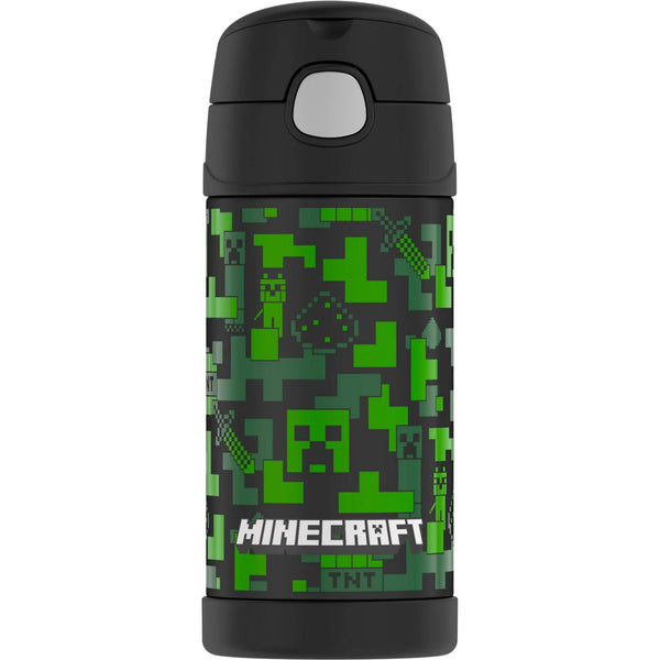 Minecraft Pixelated thermos Funtainer Straw Bottle 12 fl oz