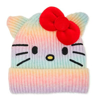 Hello Kitty Rainbow Knit Beanie with Velvet Bow