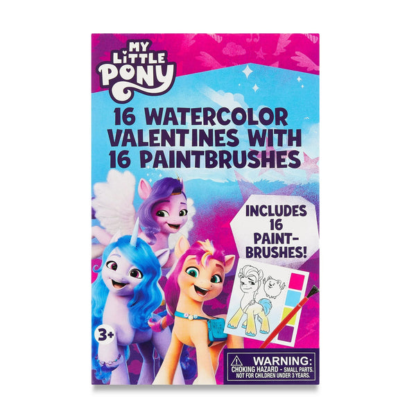 My Little Pony 16 Watercolor Valentines with Paintbrushes