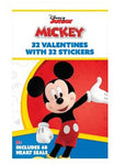 Mickey Mouse 32 Valentines with Stickers