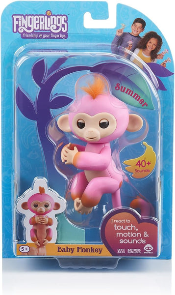 Fingerlings Interactive Baby Monkey Summer (Pink With Orange Accents)