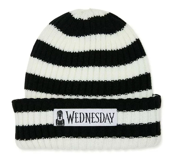 Wednesday the Addams Family Black White Striped Beanie